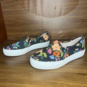 Keds Black Floral Slip-On Platform Sneakers